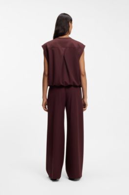 Zip-front waistcoat in twill, Dark Brown
