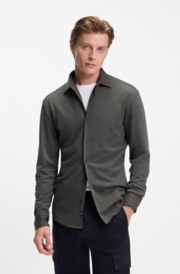 Camisa slim fit BECKHAM&nbsp;x&nbsp;BOSS en punto de algod&oacute;n, Gris