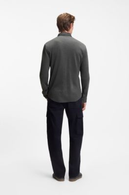 Camisa slim fit BECKHAM&nbsp;x&nbsp;BOSS en punto de algod&oacute;n, Gris