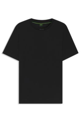 Camiseta de algod&oacute;n con cuello redondo y logo, Negro