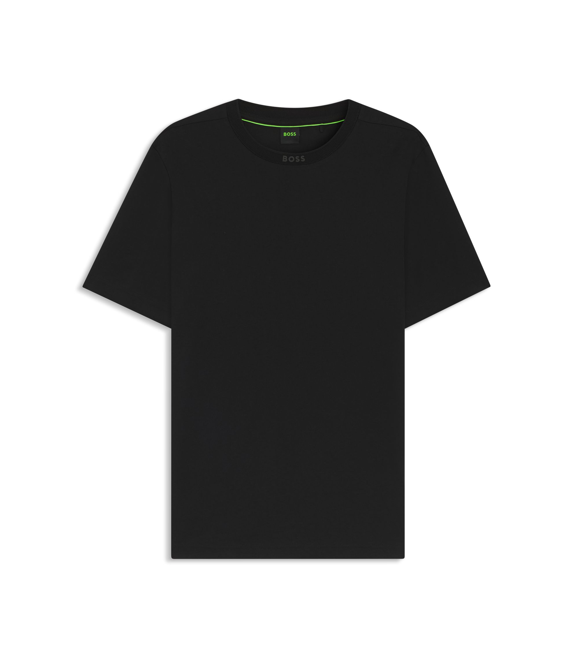 BOSS - Logo-collar T-shirt in cotton jersey - Black