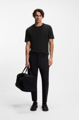 Camiseta de algod&oacute;n con cuello redondo y logo, Negro
