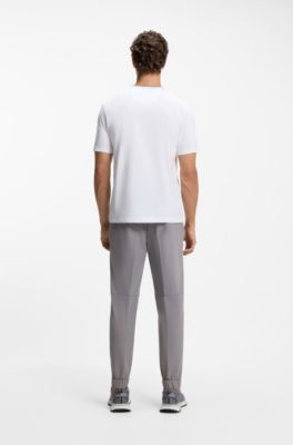 Camiseta de algod&oacute;n con cuello redondo y logo, Blanco