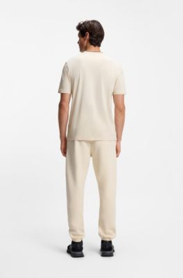Camiseta de algod&oacute;n con cuello redondo y logo, Blanco
