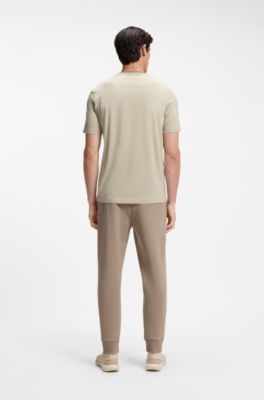 Camiseta de algod&oacute;n con cuello redondo y logo, Beige claro
