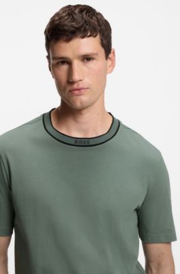 Cotton T-shirt with logo crew neck, Light Green