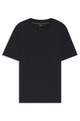 T-shirt en coton &agrave; col rond logot&eacute;, Bleu fonc&eacute;