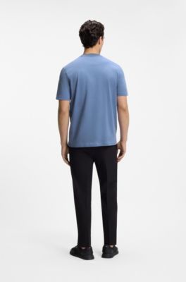 Camiseta de algod&oacute;n con cuello redondo y logo, Celeste