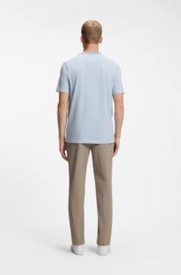 Camiseta de algod&oacute;n con cuello redondo y logo, Celeste