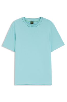 Camiseta de algod&oacute;n con cuello redondo y logo, Celeste