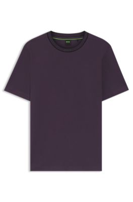 T-shirt en coton &agrave; col rond logot&eacute;, Lilas