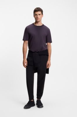 Cotton T-shirt with logo crew neck, Purple
