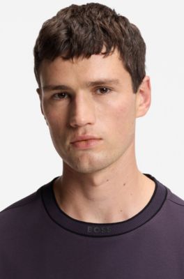 Cotton T-shirt with logo crew neck, Purple