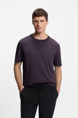 Cotton T-shirt with logo crew neck, Purple