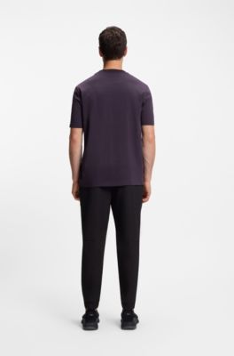 T-shirt en coton &agrave; col rond logot&eacute;, Lilas