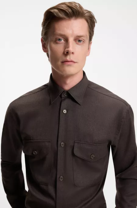 BECKHAM x BOSS relaxed-fit shirt in virgin wool