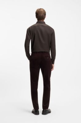 BECKHAM x BOSS relaxed-fit shirt in virgin wool, Light Brown
