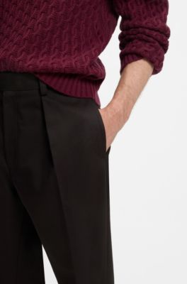 Pantalon BECKHAM&nbsp;x&nbsp;BOSS en coton &agrave; micro motif, Brun chin&eacute;