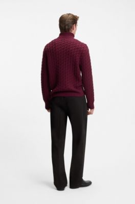 Pantalon BECKHAM&nbsp;x&nbsp;BOSS en coton &agrave; micro motif, Brun chin&eacute;