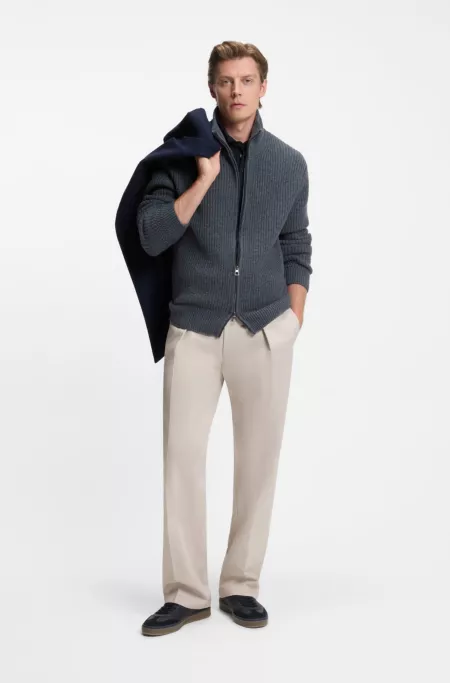 BECKHAM x BOSS micro-patterned trousers in cotton