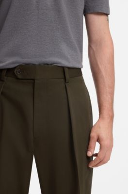 BECKHAM x BOSS micro-patterned trousers in cotton, Light Green
