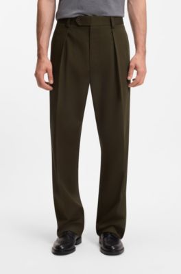 BECKHAM x BOSS micro-patterned trousers in cotton, Light Green