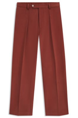 BECKHAM x BOSS micro-patterned trousers in cotton, Dark Red
