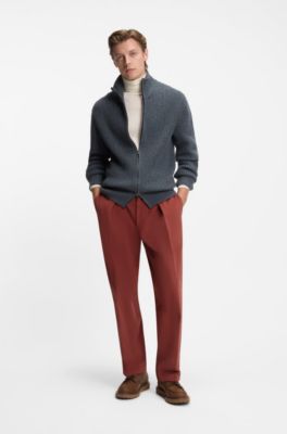 BECKHAM x BOSS micro-patterned trousers in cotton, Dark Red
