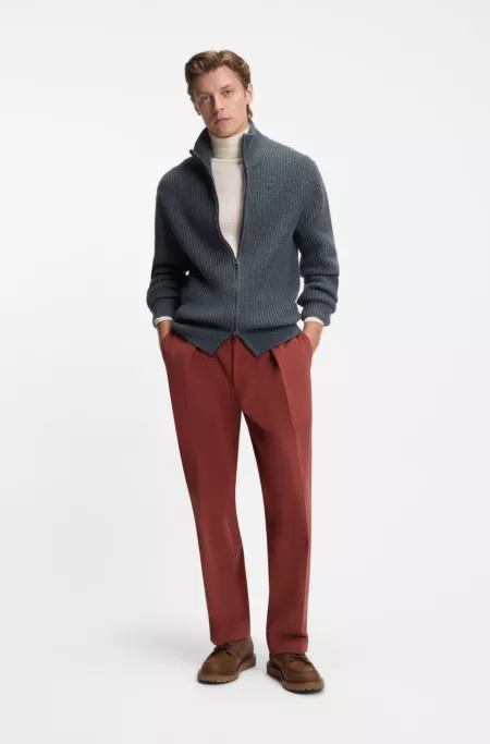 BECKHAM x BOSS micro-patterned trousers in cotton