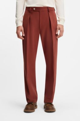 Pantalones BECKHAM&nbsp;x&nbsp;BOSS de algod&oacute;n con microestampado, Rojo oscuro