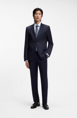 Chemise Regular en coton italien &agrave; rayures, bleu clair