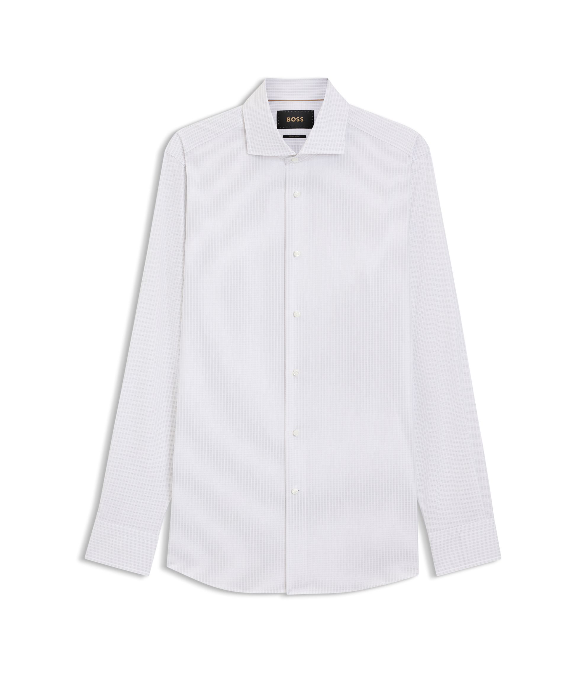 BOSS - Striped regular-fit shirt in Italian-made cotton - Silver