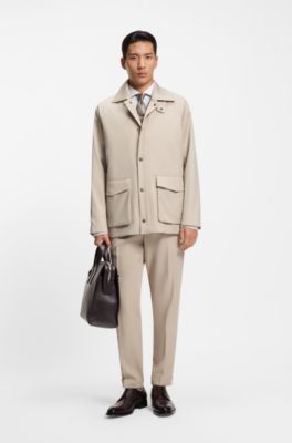 Camisa regular fit en algod&oacute;n italiano a rayas, Plata