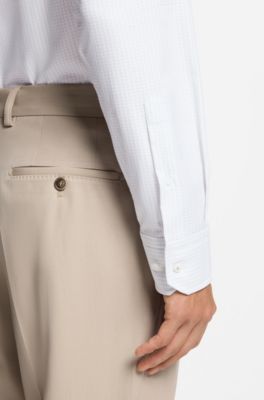 Striped regular-fit shirt in Italian-made cotton, Silver