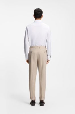 Striped regular-fit shirt in Italian-made cotton, Silver
