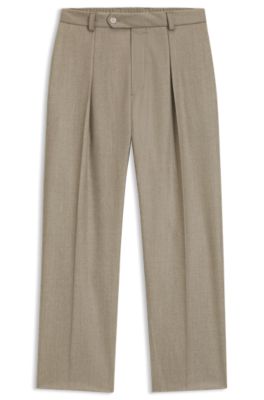 BECKHAM x BOSS virgin-wool trousers with pleat front, Beige