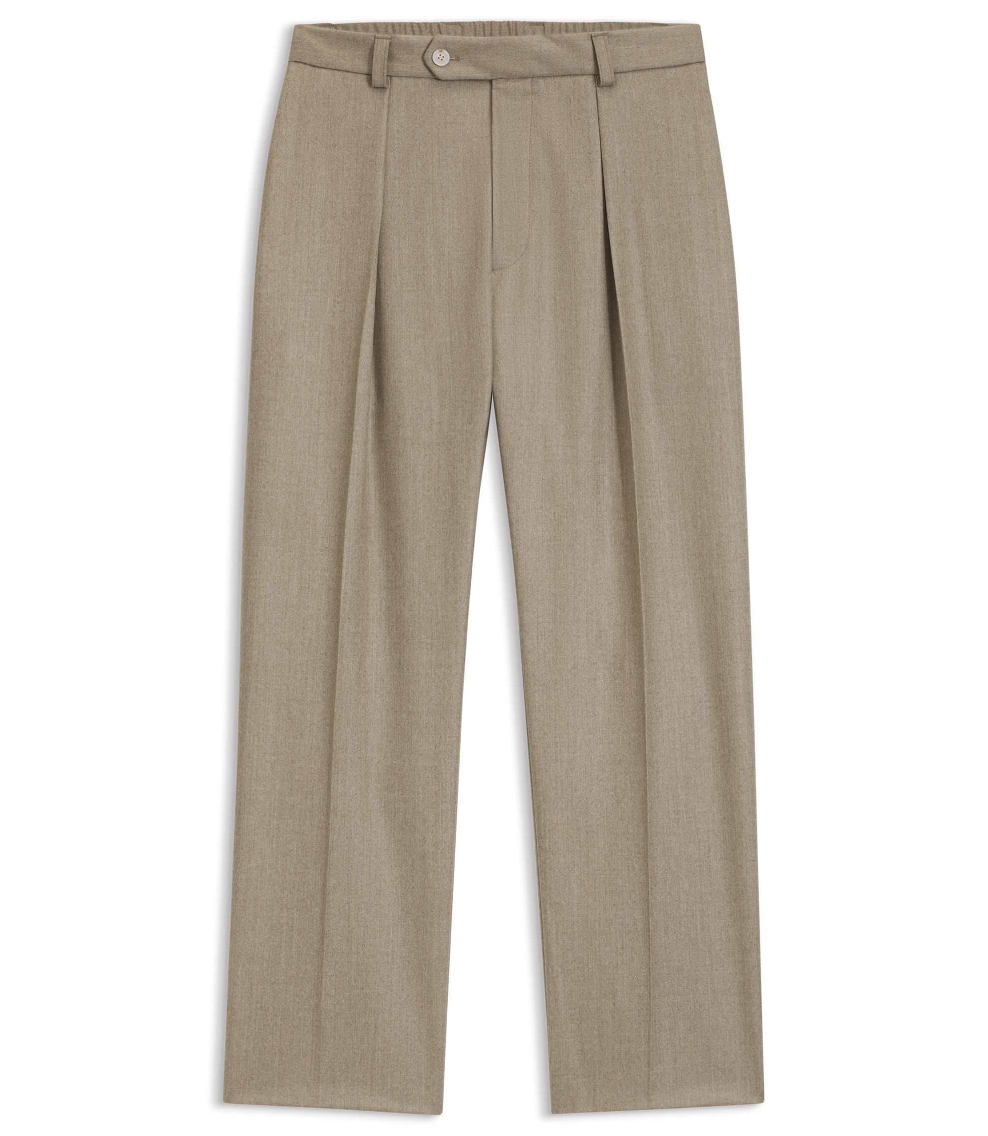 BOSS - BECKHAM x BOSS virgin-wool trousers with pleat front - Beige