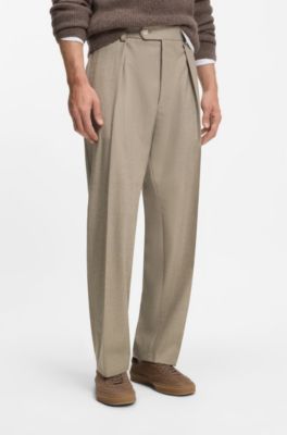 BECKHAM x BOSS virgin-wool trousers with pleat front, Beige