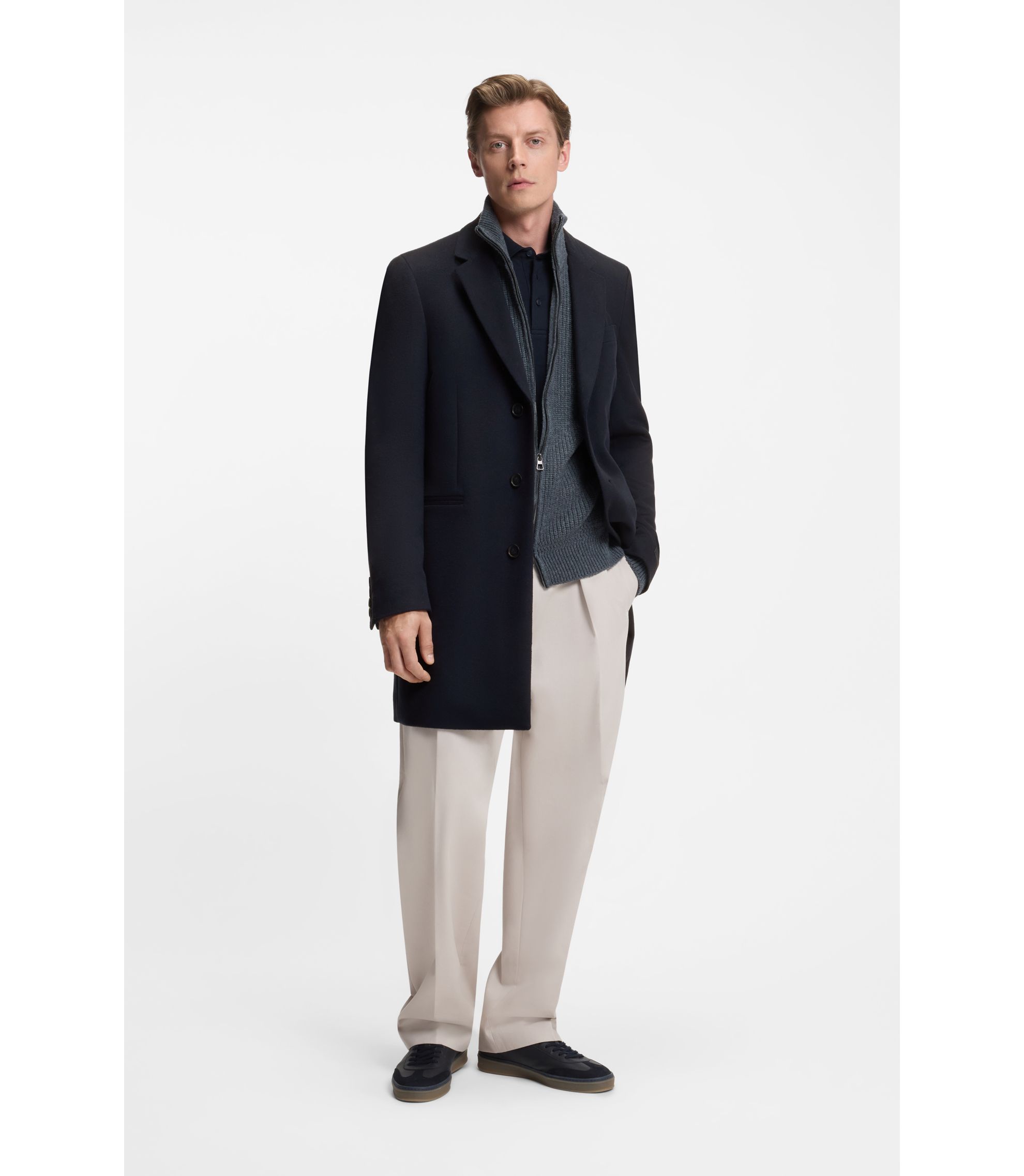 BOSS - BECKHAM x BOSS formal coat in virgin wool and cashmere