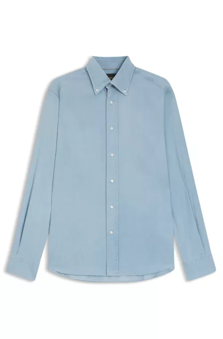 Regular-fit shirt in Italian-made denim