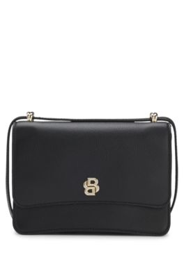 Leather crossbody bag with Double B monogram, Black