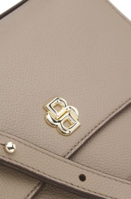 Leather crossbody bag with Double B monogram, Light Brown
