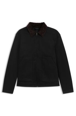 Cazadora BECKHAM&nbsp;x&nbsp;BOSS en denim r&iacute;gido negro, Negro
