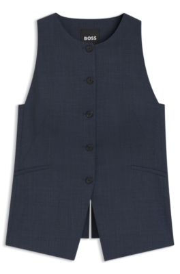 Chaleco slim fit de lana virgen, Azul oscuro