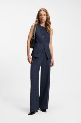 Chaleco slim fit de lana virgen, Azul oscuro
