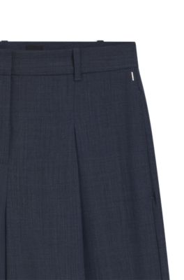 Pantalones regular fit de lana virgen, Azul oscuro