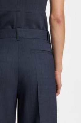 Pantalones regular fit de lana virgen, Azul oscuro