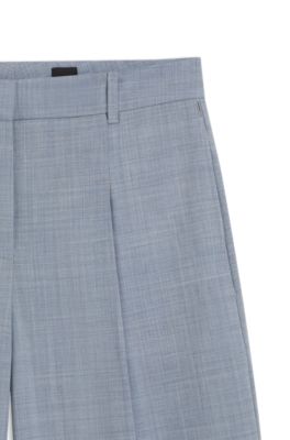 Pantalones regular fit de lana virgen, Celeste