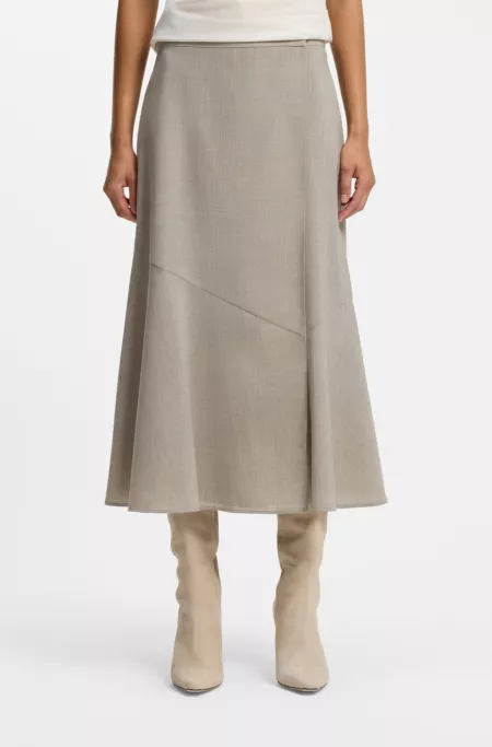 Melange A-line skirt in virgin wool