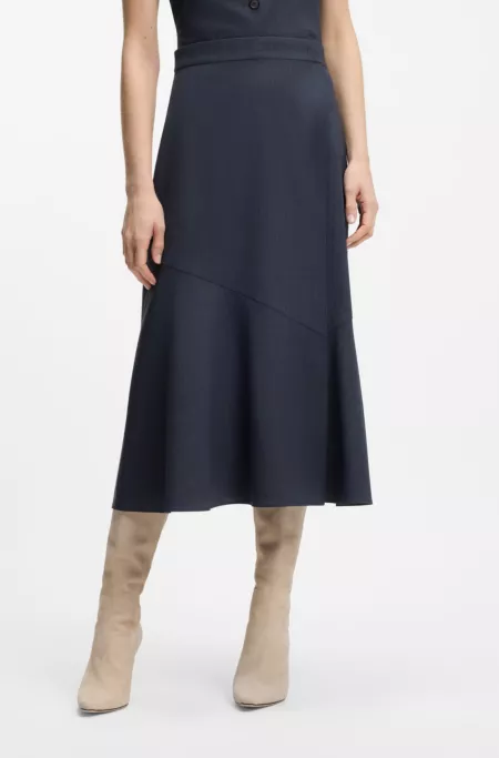 Melange A-line skirt in virgin wool